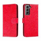 For Samsung Galaxy S21 Lace Flower Embossing Flip Leather Phone Case(Red) - 1