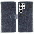 For Samsung Galaxy S24 Ultra 5G Lace Flower Embossing Flip Leather Phone Case(Dark Blue) - 1