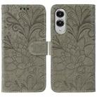 For Samsung Galaxy S25 Edge 5G Lace Flower Embossing Flip Leather Phone Case(Grey) - 1