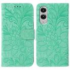 For Samsung Galaxy S25 Edge 5G Lace Flower Embossing Flip Leather Phone Case(Green) - 1