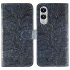 For Samsung Galaxy S25 Edge 5G Lace Flower Embossing Flip Leather Phone Case(Dark Blue) - 1