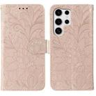 For Samsung Galaxy S25 Ultra 5G Lace Flower Embossing Flip Leather Phone Case(Rose Gold) - 1