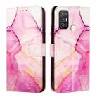 For ZTE Blade A52 PT003 Marble Pattern Flip Leather Phone Case(Pink Purple Gold) - 2
