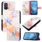 For ZTE Blade A52 PT003 Marble Pattern Flip Leather Phone Case(Galaxy Marble White) - 1