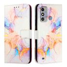 For ZTE Blade A53 PT003 Marble Pattern Flip Leather Phone Case(Galaxy Marble White) - 2