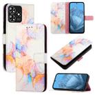 For ZTE Blade A73 4G PT003 Marble Pattern Flip Leather Phone Case(Galaxy Marble White) - 1