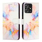 For ZTE Blade A73 4G PT003 Marble Pattern Flip Leather Phone Case(Galaxy Marble White) - 2