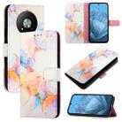 For ZTE Blade A73 5G PT003 Marble Pattern Flip Leather Phone Case(Galaxy Marble White) - 1