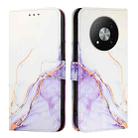 For ZTE Blade A73 5G PT003 Marble Pattern Flip Leather Phone Case(White Purple) - 2