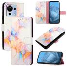 For ZTE Blade V50 Vita PT003 Marble Pattern Flip Leather Phone Case(Galaxy Marble White) - 1