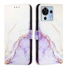 For ZTE Blade V50 Vita PT003 Marble Pattern Flip Leather Phone Case(White Purple) - 2