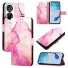 For ZTE Blade V40s PT003 Marble Pattern Flip Leather Phone Case(Pink Purple Gold) - 1