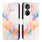 For ZTE Blade V40s PT003 Marble Pattern Flip Leather Phone Case(Galaxy Marble White) - 2