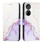 For ZTE Blade V40s PT003 Marble Pattern Flip Leather Phone Case(White Purple) - 2