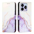 For ZTE Axon 60 / Blade V60 PT003 Marble Pattern Flip Leather Phone Case(White Purple) - 2