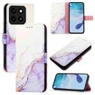 For ZTE Blade A35 / A55 PT003 Marble Pattern Flip Leather Phone Case(White Purple) - 1