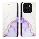 For ZTE Blade A35 / A55 PT003 Marble Pattern Flip Leather Phone Case(White Purple) - 3