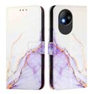 For ZTE Blade A35 Lite / A35 Core PT003 Marble Pattern Flip Leather Phone Case(White Purple) - 2