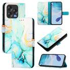 For ZTE Blade V70 Design PT003 Marble Pattern Flip Leather Phone Case(Green) - 1