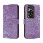For Huawei Enjoy 70 Lace Flower Embossing Flip Leather Phone Case(Purple) - 1