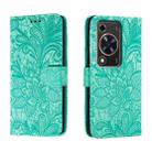 For Huawei Enjoy 70 Lace Flower Embossing Flip Leather Phone Case(Green) - 1