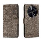 For Huawei Enjoy 70 Pro Lace Flower Embossing Flip Leather Phone Case(Grey) - 1