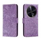 For Huawei Enjoy 70 Pro Lace Flower Embossing Flip Leather Phone Case(Purple) - 1