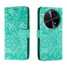 For Huawei Enjoy 70 Pro Lace Flower Embossing Flip Leather Phone Case(Green) - 1