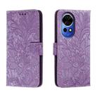 For Huawei Nova 12 Lace Flower Embossing Flip Leather Phone Case(Purple) - 1