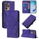 For HTC U24 Pro Crossbody 3D Embossed Flip Leather Phone Case(Purple) - 1