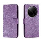 For Xiaomi Redmi A3 Lace Flower Embossing Flip Leather Phone Case(Purple) - 1