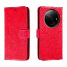 For Xiaomi Redmi A3 Lace Flower Embossing Flip Leather Phone Case(Red) - 1