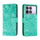 For Xiaomi Redmi K70 Lace Flower Embossing Flip Leather Phone Case(Green) - 1