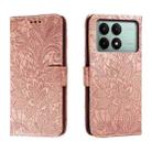 For Xiaomi Redmi K70E Lace Flower Embossing Flip Leather Phone Case(Rose Gold) - 1