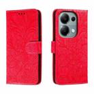 For Xiaomi Redmi Note 13 Pro 4G Lace Flower Embossing Flip Leather Phone Case(Red) - 1