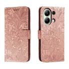 For Xiaomi Redmi Note 13 4G Lace Flower Embossing Flip Leather Phone Case(Rose Gold) - 1