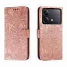 For Xiaomi Redmi Note 13R Pro Lace Flower Embossing Flip Leather Phone Case(Rose Gold) - 1