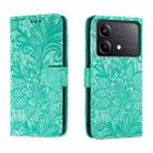 For Xiaomi Redmi Note 13R Pro Lace Flower Embossing Flip Leather Phone Case(Green) - 1