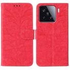 For Xiaomi 15 Lace Flower Embossing Flip Leather Phone Case(Red) - 1