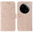 For Xiaomi 15 Ultra Lace Flower Embossing Flip Leather Phone Case(Rose Gold) - 1