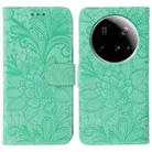 For Xiaomi 15 Ultra Lace Flower Embossing Flip Leather Phone Case(Green) - 1