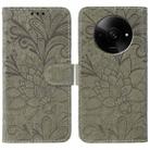 For Xiaomi Poco C61 4G Global Lace Flower Embossing Flip Leather Phone Case(Grey) - 1