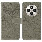 For Xiaomi Poco C75 4G / Poco M7 Lace Flower Embossing Flip Leather Phone Case(Grey) - 1