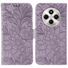 For Xiaomi Poco C75 4G / Poco M7 Lace Flower Embossing Flip Leather Phone Case(Purple) - 1