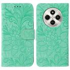 For Xiaomi Poco C75 4G / Poco M7 Lace Flower Embossing Flip Leather Phone Case(Green) - 1