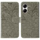 For Xiaomi Poco X7 Pro Lace Flower Embossing Flip Leather Phone Case(Grey) - 1