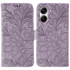 For Xiaomi Poco X7 Pro Lace Flower Embossing Flip Leather Phone Case(Purple) - 1
