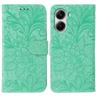For Xiaomi Poco X7 Pro Lace Flower Embossing Flip Leather Phone Case(Green) - 1