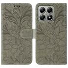 For Xiaomi 14T Pro Lace Flower Embossing Flip Leather Phone Case(Grey) - 1
