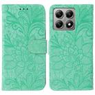For Xiaomi 14T Pro Lace Flower Embossing Flip Leather Phone Case(Green) - 1